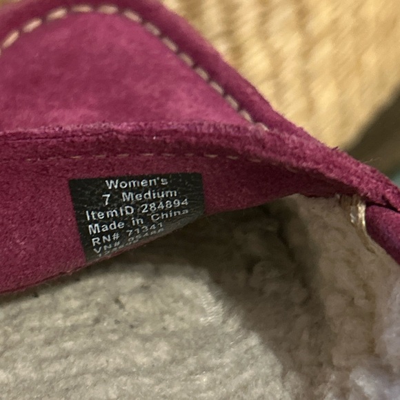 LL Bean Slipper Womens 7 Fuchsia Purple Moccasin Shearling Lined Cozy Fall plum - Picture 6 of 6